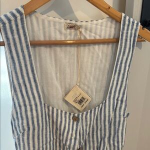 Blue and White Striped Sleeveless Top